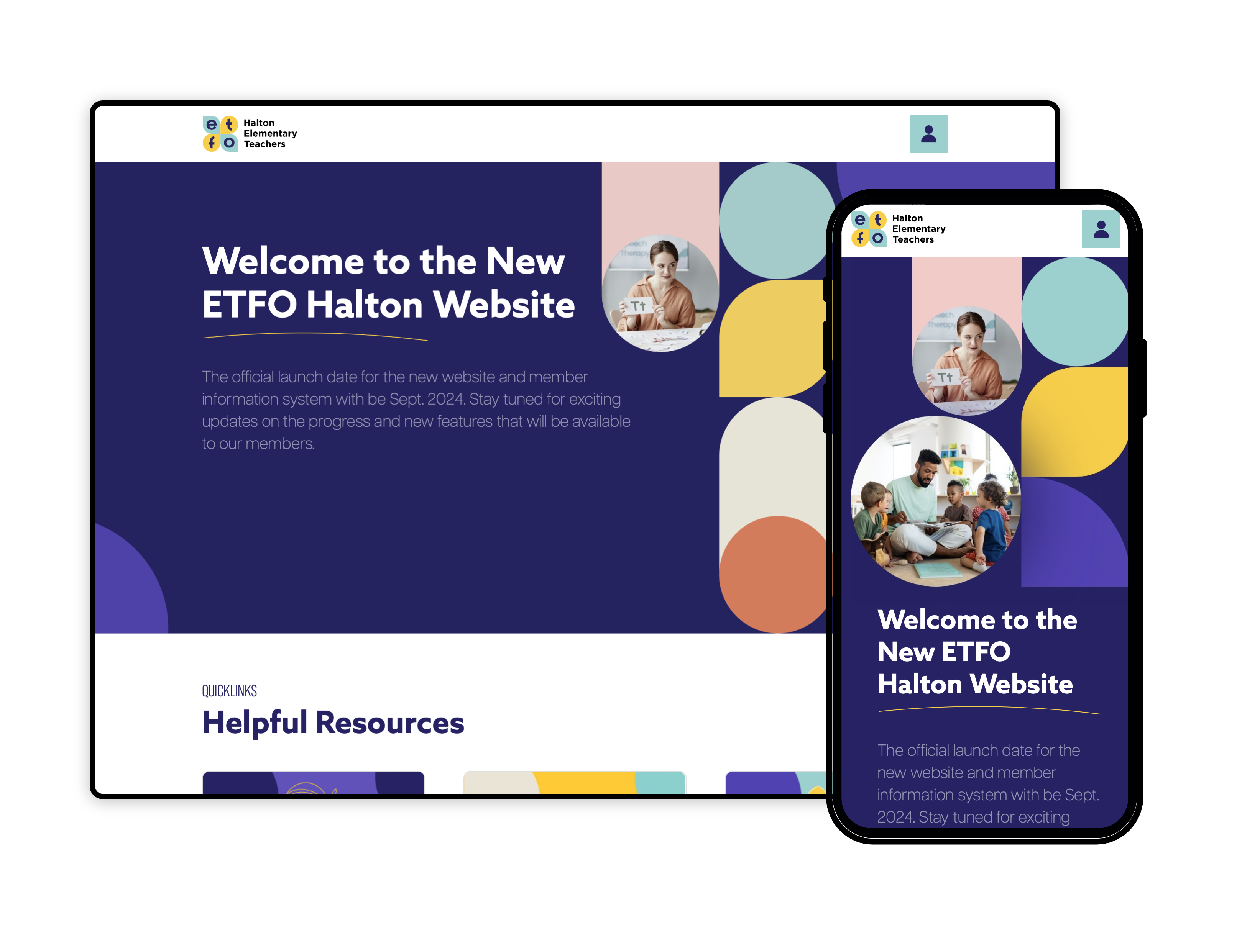 ETFO Halton Home page web design