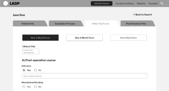 Follow Up Form wireframe