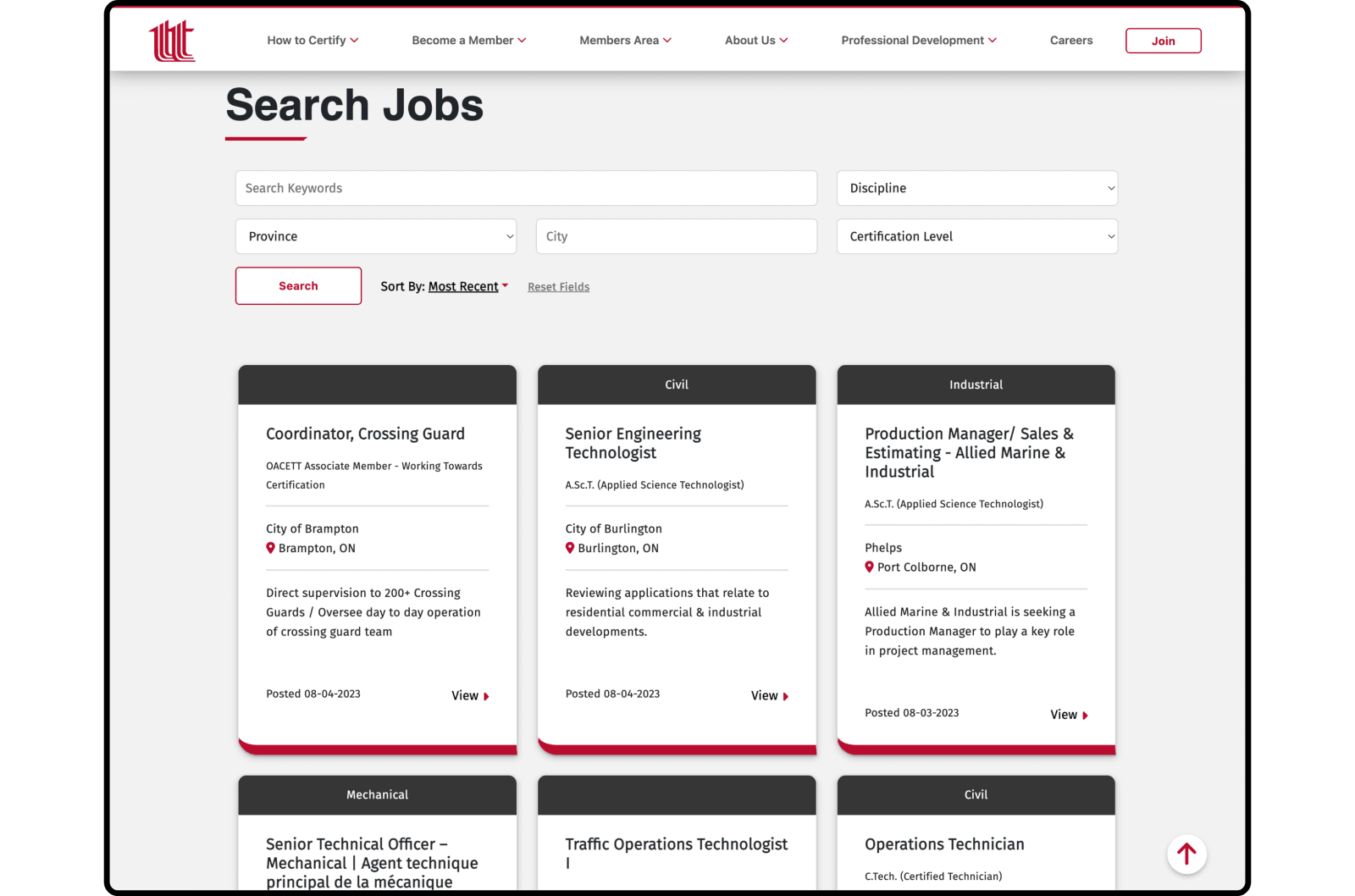 Search and filtering for jobs and careers