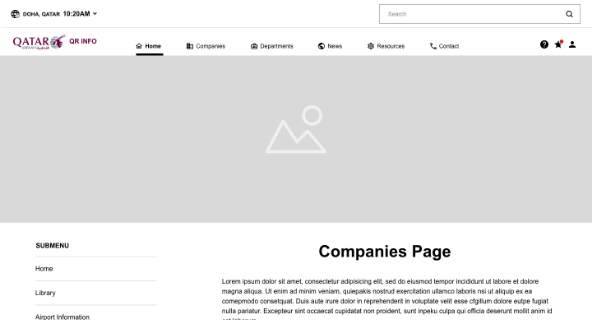 Companies Page Airline Intranet wireframe