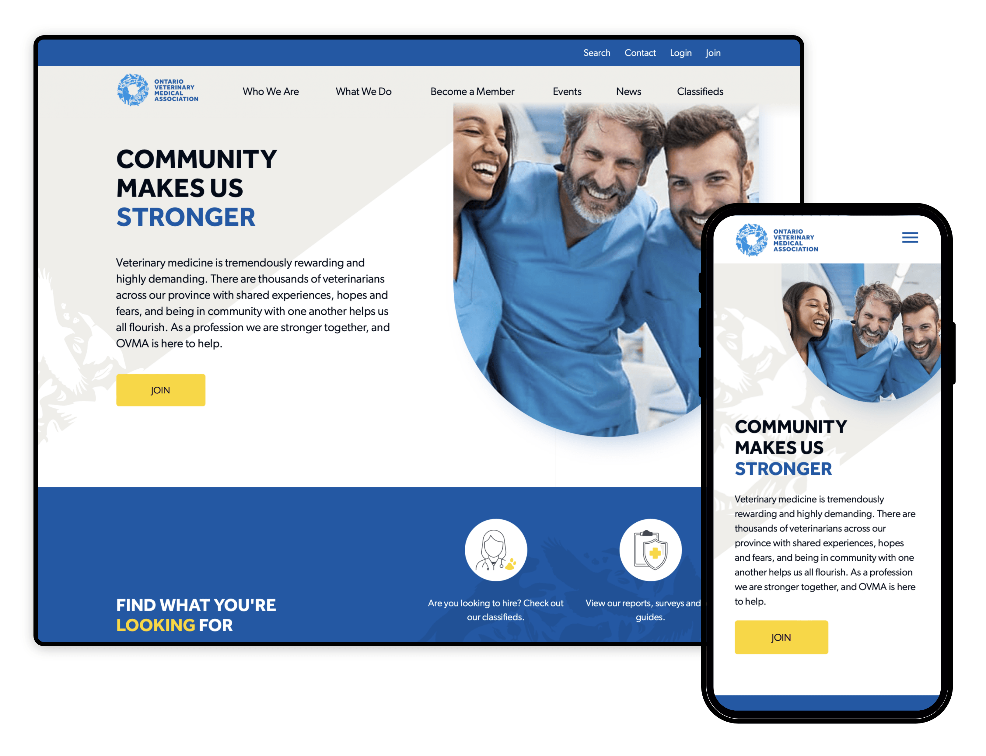 College of Veterinarians of Ontario homepage website design